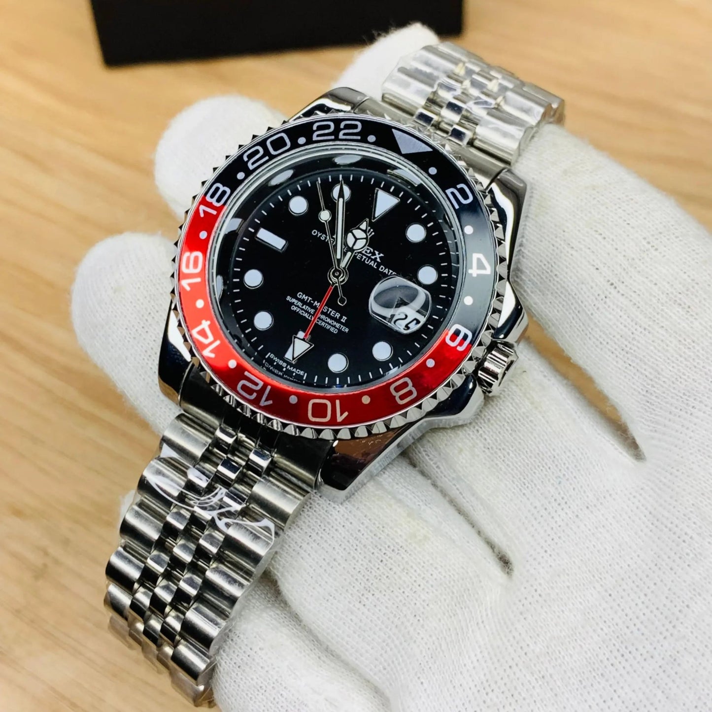 Red Black + Silver - GMT - Stainless Steel - 40mm