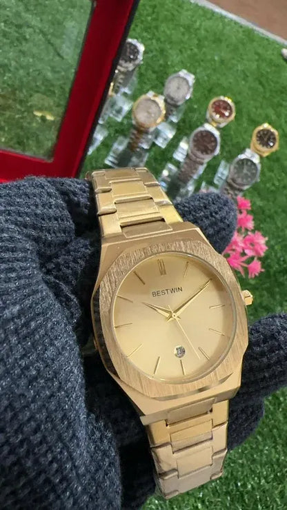 ✨ BestWin Full Gold Watch – Waterproof | ZAS Watches