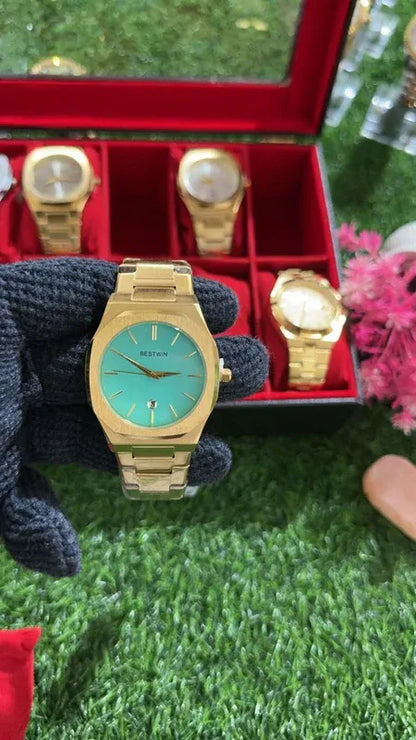 💎 BestWin Watch – Gold + Tiffany Dial | Waterproof | ZAS Watches