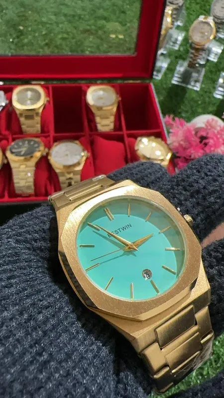 💎 BestWin Watch – Gold + Tiffany Dial | Waterproof | ZAS Watches