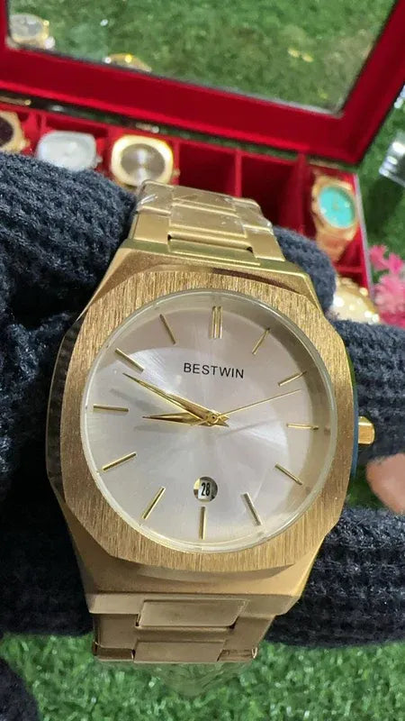 ✨ BestWin Watch – Gold + White | Waterproof | ZAS Watches
