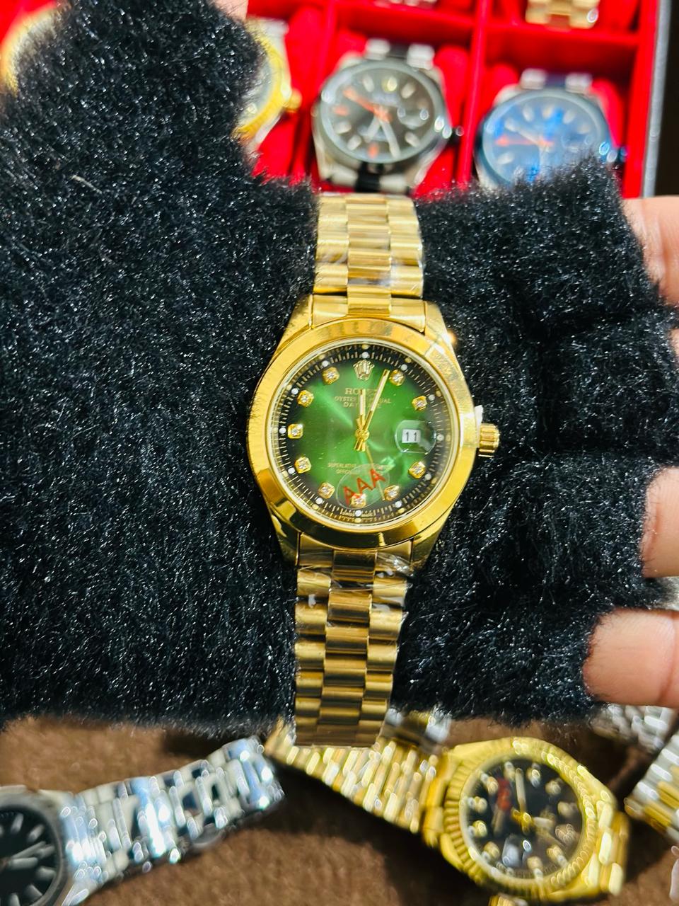 Gold + Green Date Just | Stainless Steel