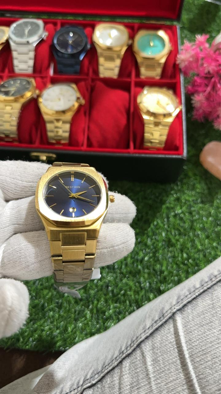 Good Quality BestWin Gold + Dark Blue | Waterproof Watch