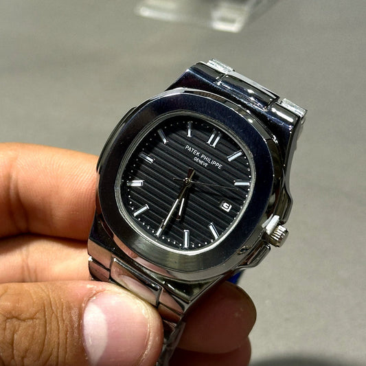 Patek Philippe Geneve Black Dial + Stainless Steel