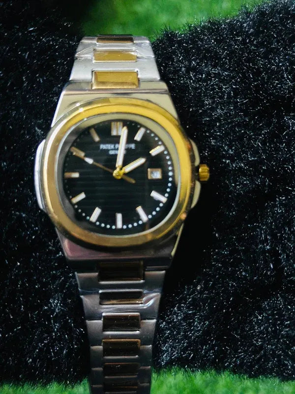 🖤 Patek Philippe Two-Tone – Silver & Gold + Black Dial | Waterproof| ZAS Watches
