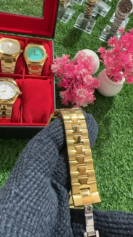 🤍 Premium BestWin Watch – Gold + White| Waterproof | ZAS Watches
