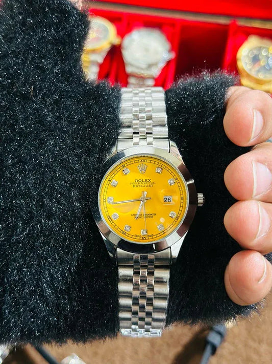 💛 Silver Jubilee Strap + Yellow Dial | Stainless Steel | ZAS Watches