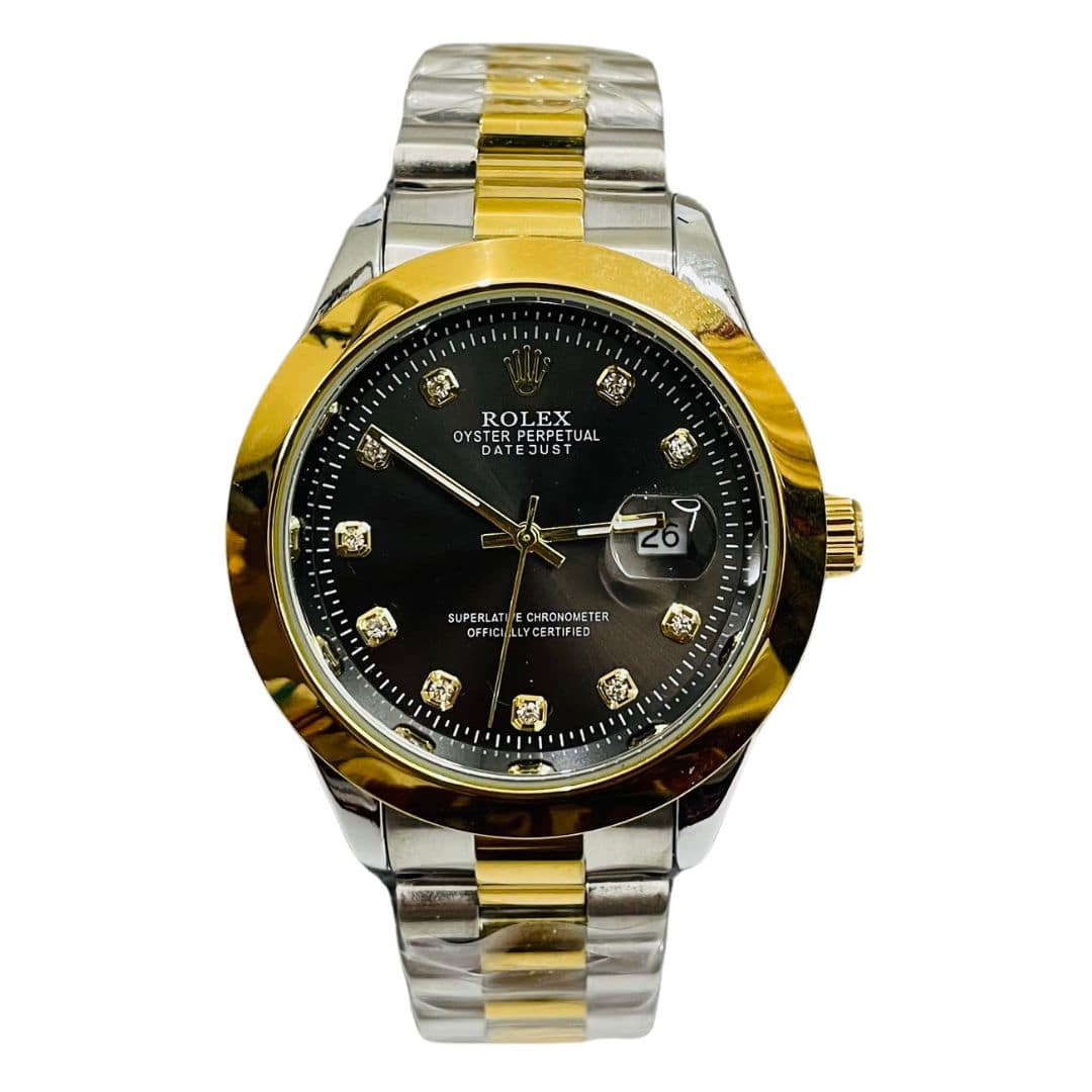 Date Just Gold Silver + Black - Rlx - Stainless Steel - 40mm