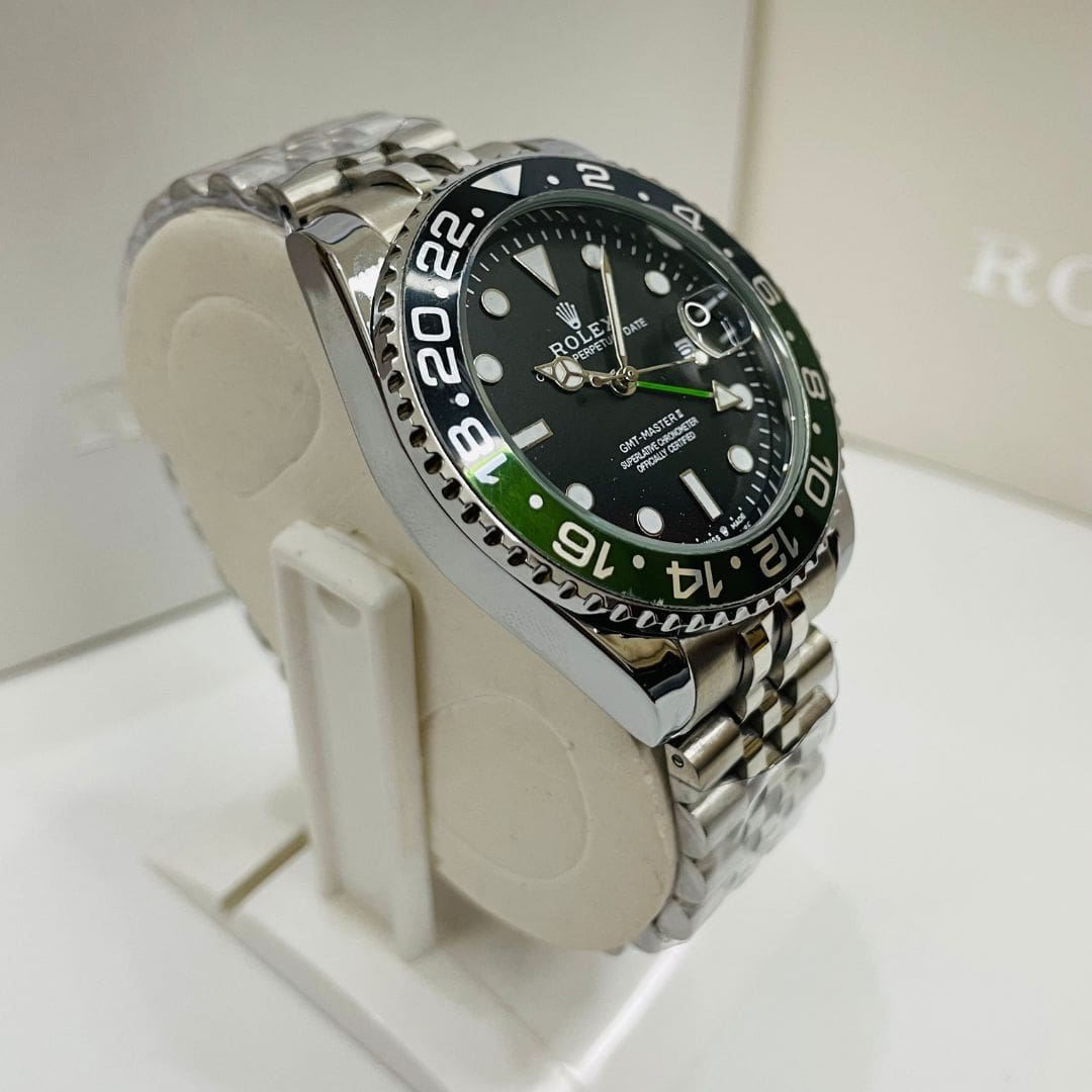 Green Black + Silver - GMT -Stainless Steel - 40mm