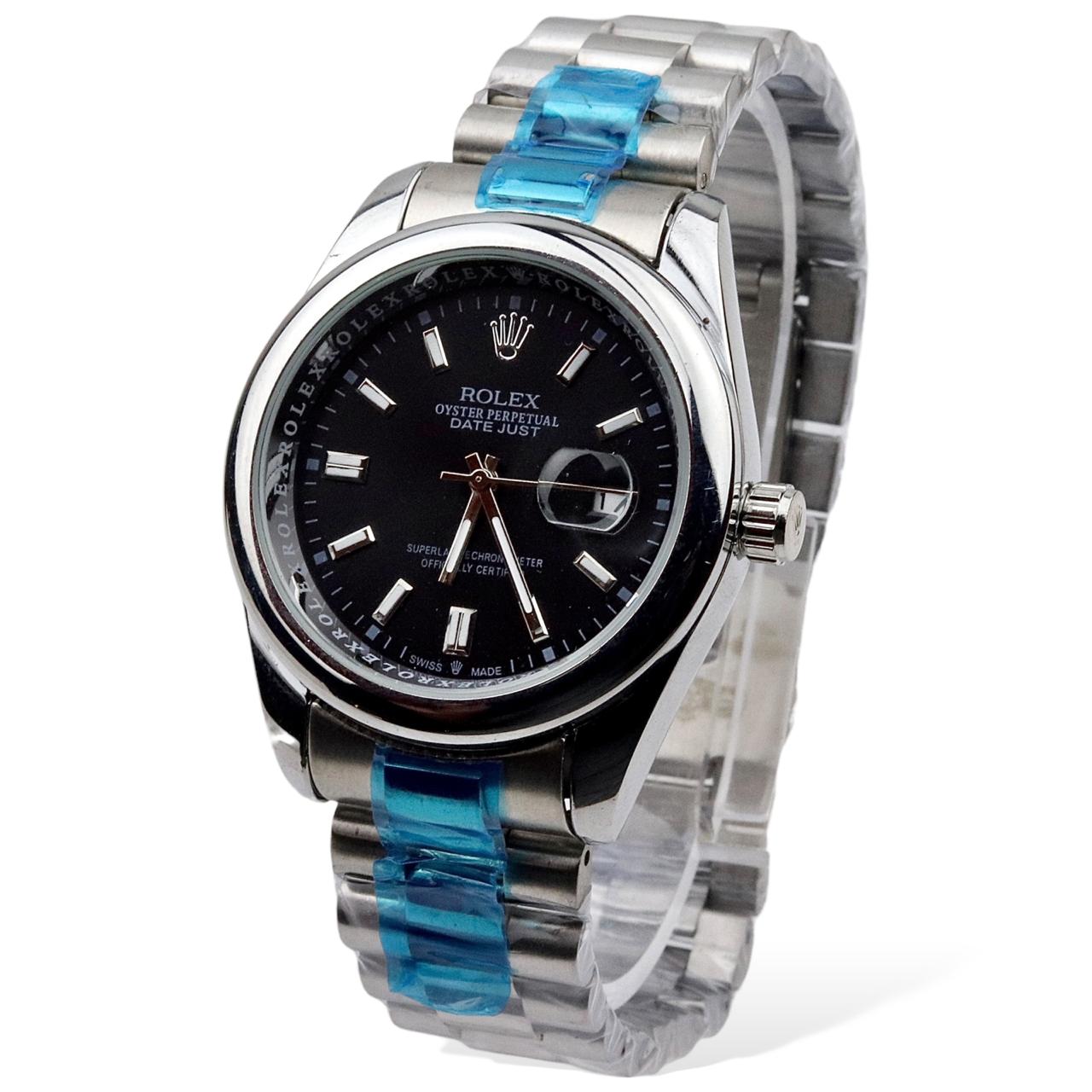 Date Just Silver + Black - RLX - Stainless Steel -40mm